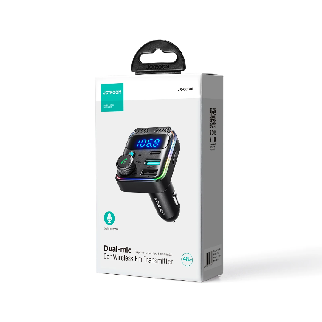 Adaptateur chargeur voiture Bluetooth FM 48W à 2 ports USB avec appels mains libres